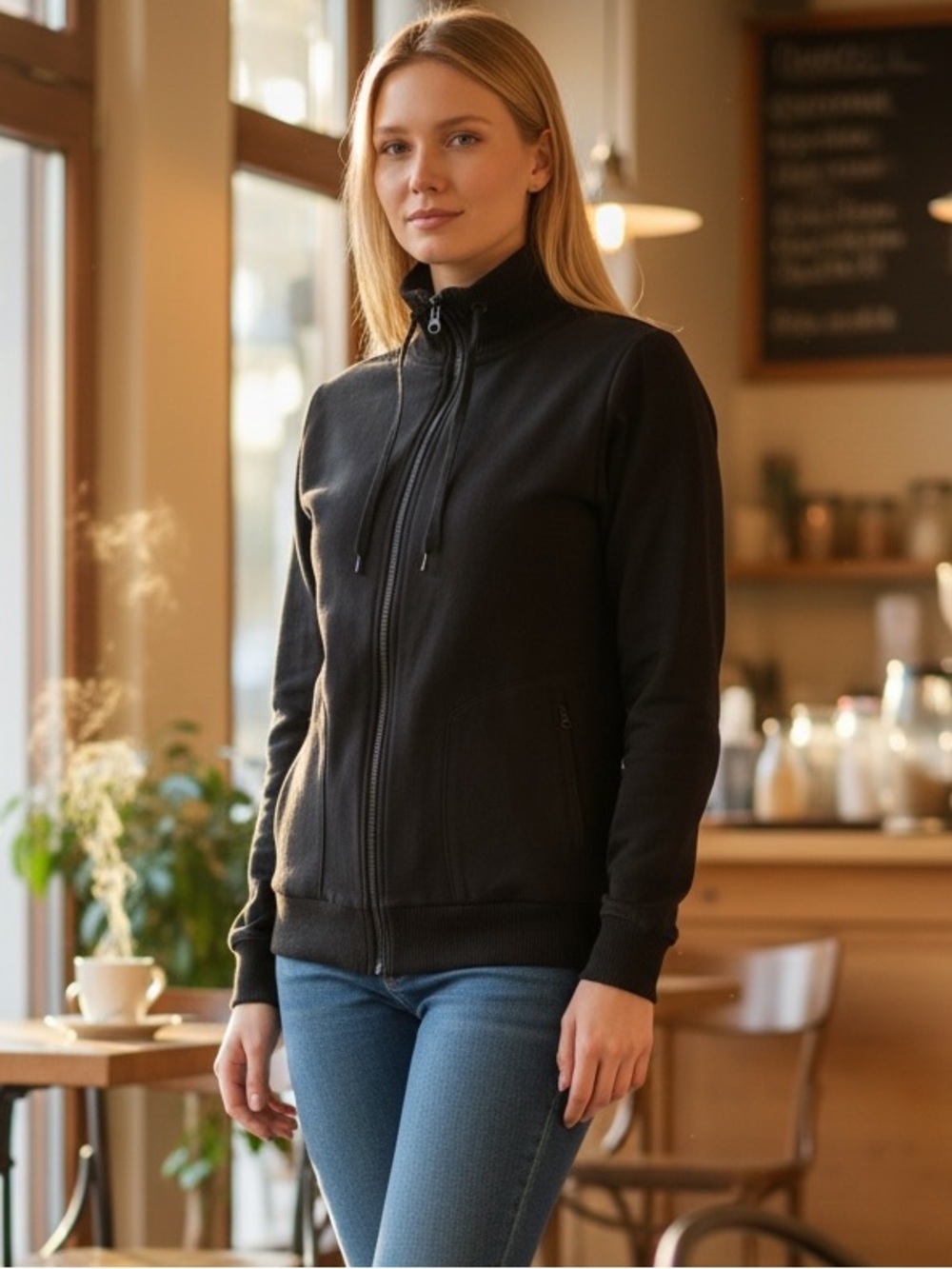 Jones NY Black Full-Zip Sport Sweater